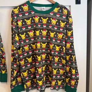 Hanna Andersson Pikachu Long Sleeve Shirt - Black, Yellow, Green- Men’s XL